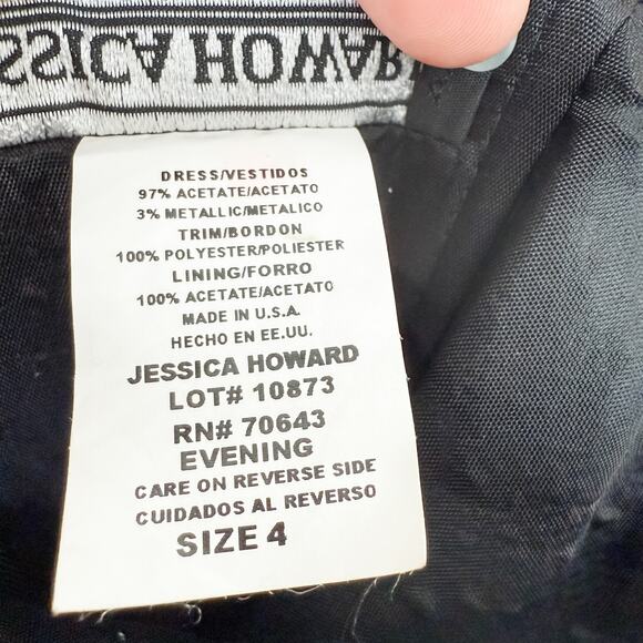 NWT Jessica Howard Evening Dress Black Red Floral Midi‎ Size 4 Goth Romantic 90s - Picture 6 of 8